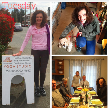 Tuesday: Yoga, Dog-Walking and Dinner